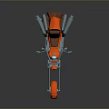 3D Model Red And Blue Custom Motorcycle With Long Handlebars And Unique Seat