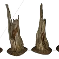 Rustic Wood Stumps With Natural Stone Bases As Decorative Garden Elements 3d model