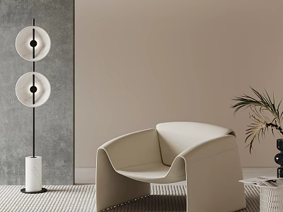 Nordic Marble Floor Lamp Sofa Carpet 3d model