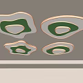 Modern Creative Shape Ceiling Light With Green And White Design And LED Light Strip 3d model