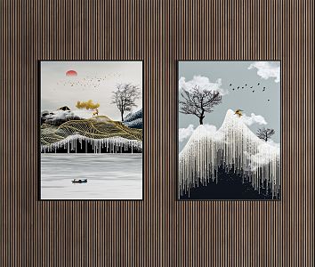 modern landscape painting decorative painting 3d model