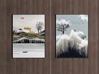 modern landscape painting decorative painting 3d model