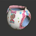 Cute Baby Diaper With Pink White Edges Blue Lining Bows And Cartoon Carrot Heart Patterns