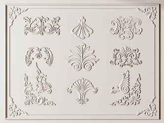 French carved plaster 3d model