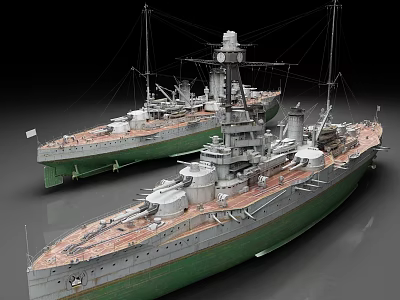 Detailed Vintage Warship Models Featuring Classic Design And Deck Details For 3d model