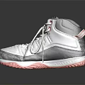 Fashionable High Top White Basketball Sneakers With Black Trim And Red Rubber Sole
