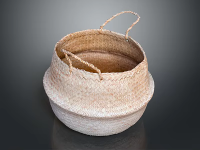 Natural Woven Storage Basket With Two Handles For Home Organization And Decor 3d model