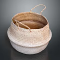 Natural Woven Storage Basket With Two Handles For Home Organization And Decor