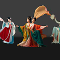 Women Dancing In Elegant Traditional Attire With Flowing Skirts And Ornate Headpieces