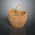 Handwoven Light Brown Wicker Basket With Two Handles And Intricate Weave