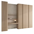 Modern Minimalist Light Wood Bookcase With Open Shelves Closed Cabinets And Table Lamp