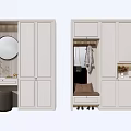 Modern Shoe Cabinet With Multiple Doors Mirror Hooks And Seating For Entryway 3d model