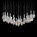 Stylish Modern Transparent Glass Chandelier With Multiple Hanging Droplet Shaped Elements