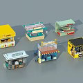 Colorful Miniature Food Stall Models With Various Designs And Detailed Decorations