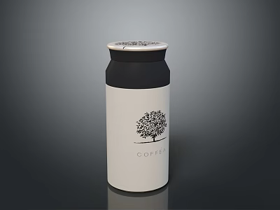 Stylish Coffee Can With Tree Design And Lid For Kitchen Storage 3d model