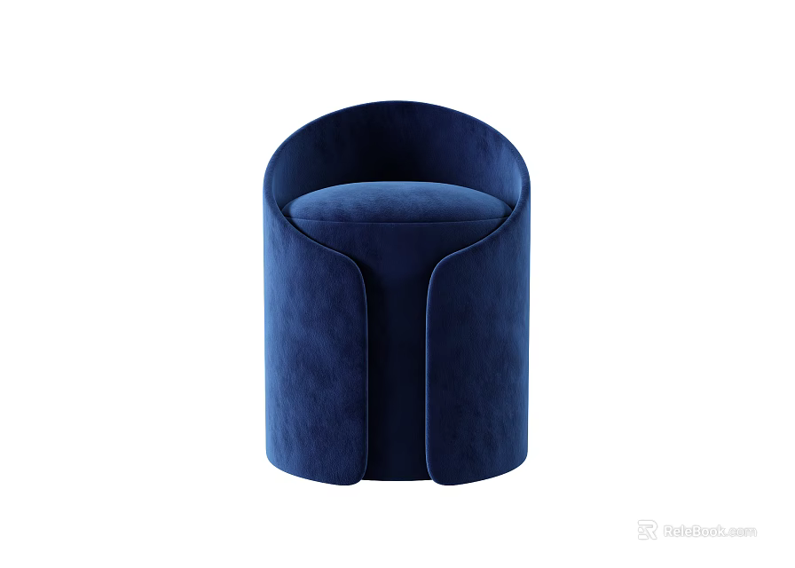 Blue Velvet Single Sofa With Modern Round Backrest And Sleek Design 3d model