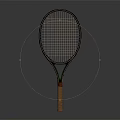 Tennis Racket Sports Equipment With Wooden Handle Metal Frame And String Pattern