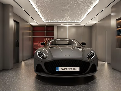 Modern Luxury Garage Design Featuring Sports Car And Ambient Lighting 3d model