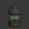 Vintage Metallic Decorative Lantern Furniture With Green Glass Panel And Sturdy Top Handle Design