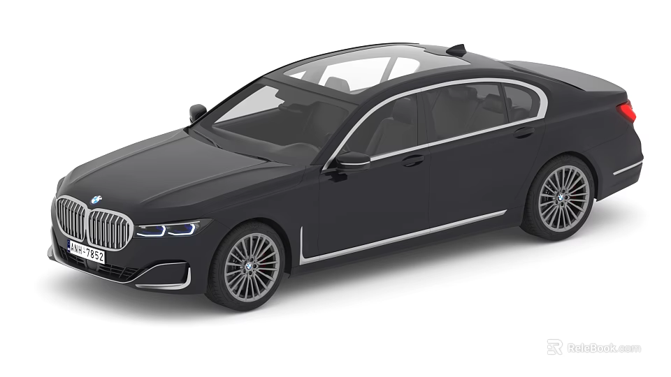 Luxury Black BMW Sedan With Sleek Design Silver Alloy Wheels And LED Headlights 3d model 