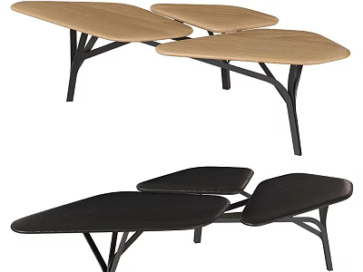 Modern Unique Design Coffee Table With Multi Panel Top And Black Metal Legs 3d model
