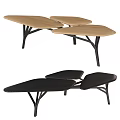Modern Unique Design Coffee Table With Multi Panel Top And Black Metal Legs 3d model