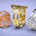 Elegant Rose Gold Gold And Silver Openwork Pattern Rings Fine Jewelry Design