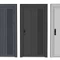 Modern Security Doors In Dark Gray Black Light Gray With Vertical Stripes Design 3d model