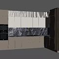 Elegant Modern Kitchen Interior With White Cabinets And Marble Backsplash Design 3d model