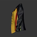 Stylish Black Yellow Red Color Block Collared Shirt With Buttoned Front And Long Sleeves