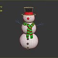 Snowman Figure With Black Top Hat Red Nose Green Red Scarf And Stick Arms