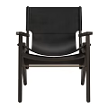 Modern Leisure Chair With Dark Wood Frame And Comfortable Leather Seat