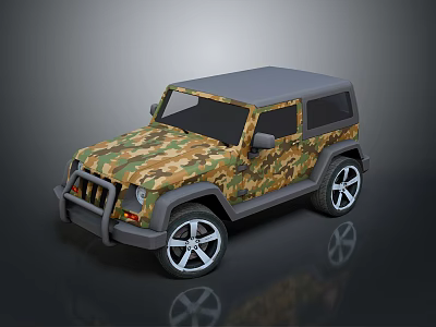 Military Jeep Style Off Road Vehicle With Camouflage Paint And Open Top Design 3d model