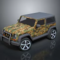 Military Jeep Style Off Road Vehicle With Camouflage Paint And Open Top Design