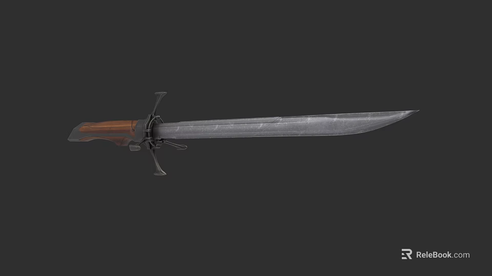Classic Medieval Sword Weapon Featuring Metal Blade Wooden Handle And Cross Guard 3d model 