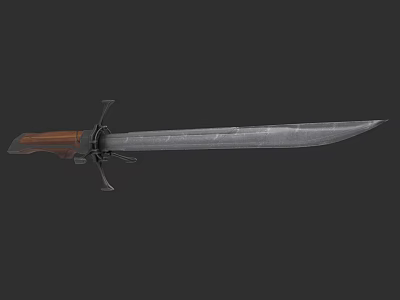 Classic Medieval Sword Weapon Featuring Metal Blade Wooden Handle And Cross Guard 3d model