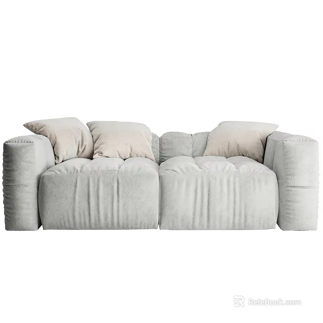 Modern Light Gray Sofa With Soft Plush Cushions And Comfortable Design 3d model