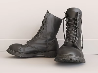 Black Leather Lace Up Boots With Durable Sole And Classic Design For Daily Wear 3d model Black Leather Lace Up Boots With Durable Sole And Classic Design For Daily Wear 3d model