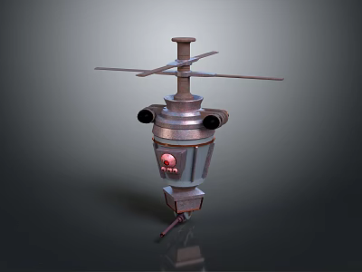 Mechanical Creature Model With Propeller Wings And Metal Structure Design 3d model