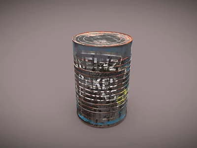 Household Metal Storage Canister with Cylindrical Shape Striped Design and Red Rimmed Top 3d model