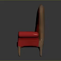 Red Heart Shaped Backrest Chair With Wooden Frame And Tufted Armrest Details