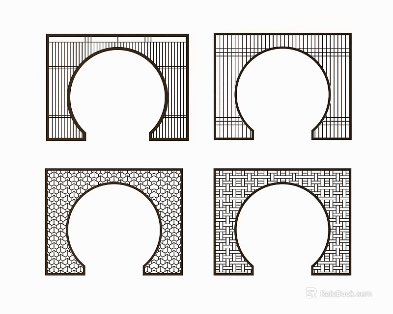 Arched Decorative Partitions With Various Patterned Frames For Interior Design 3d model 
