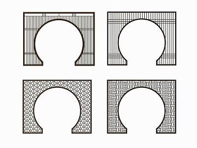 Arched Decorative Partitions With Various Patterned Frames For Interior Design 3d model