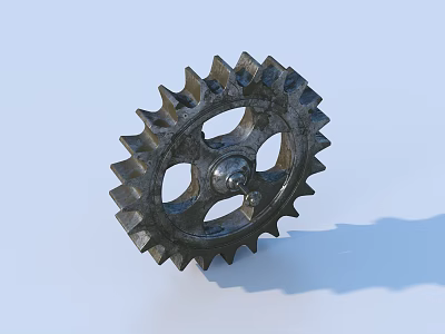 Metal Gear With Industrial Teeth And Central Holes For Home Mechanical Use 3d model