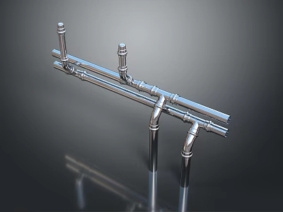 Stainless Steel Industrial Pipe System With Connected Fittings And Structural Design 3d model