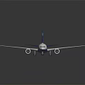 Detailed White Airplane Model With Blue Tail Twin Engines And Wing Design On Black Surface