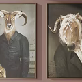Animal Portrait Paintings In Classical Attire As Decorative Wall Art For Home