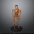 Orange Metallic Robot Equipment With Black Base And Detailed Mechanical Design