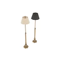 Modern Classic Floor Lamps With Brass Poles And Various Colored Fabric Shades