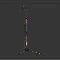 Portable Lighting Fixture Set with Two Black Lamps Mounted on Yellow Tripod Stand